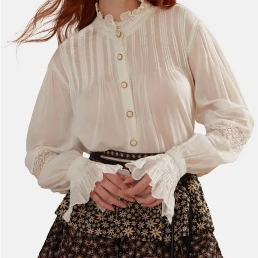 FARM Rio White Ruffled Bib Collar Blouse - Picture 3 of 4